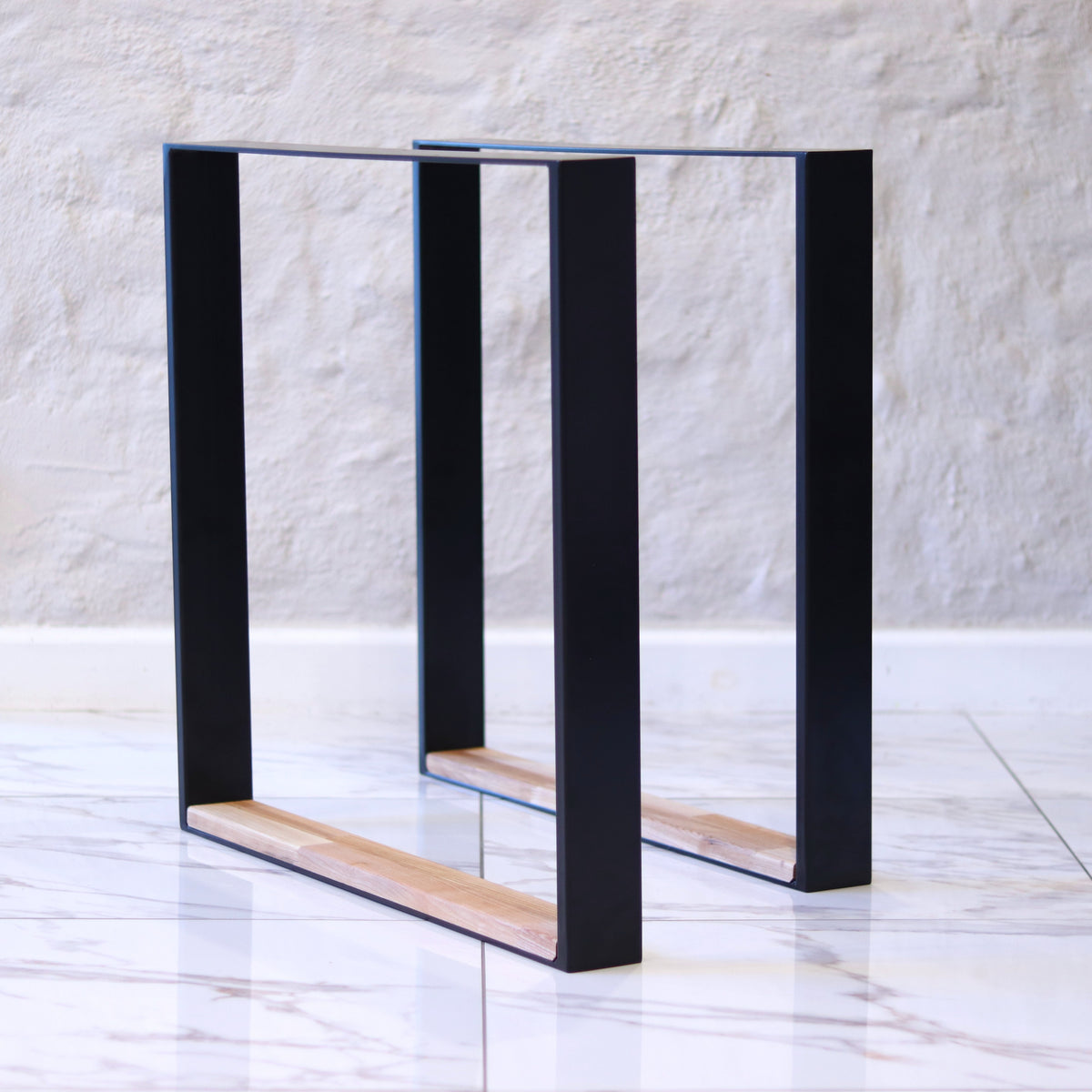Metal  Table Legs / Base Nordic style with hardwood (Set of 2)