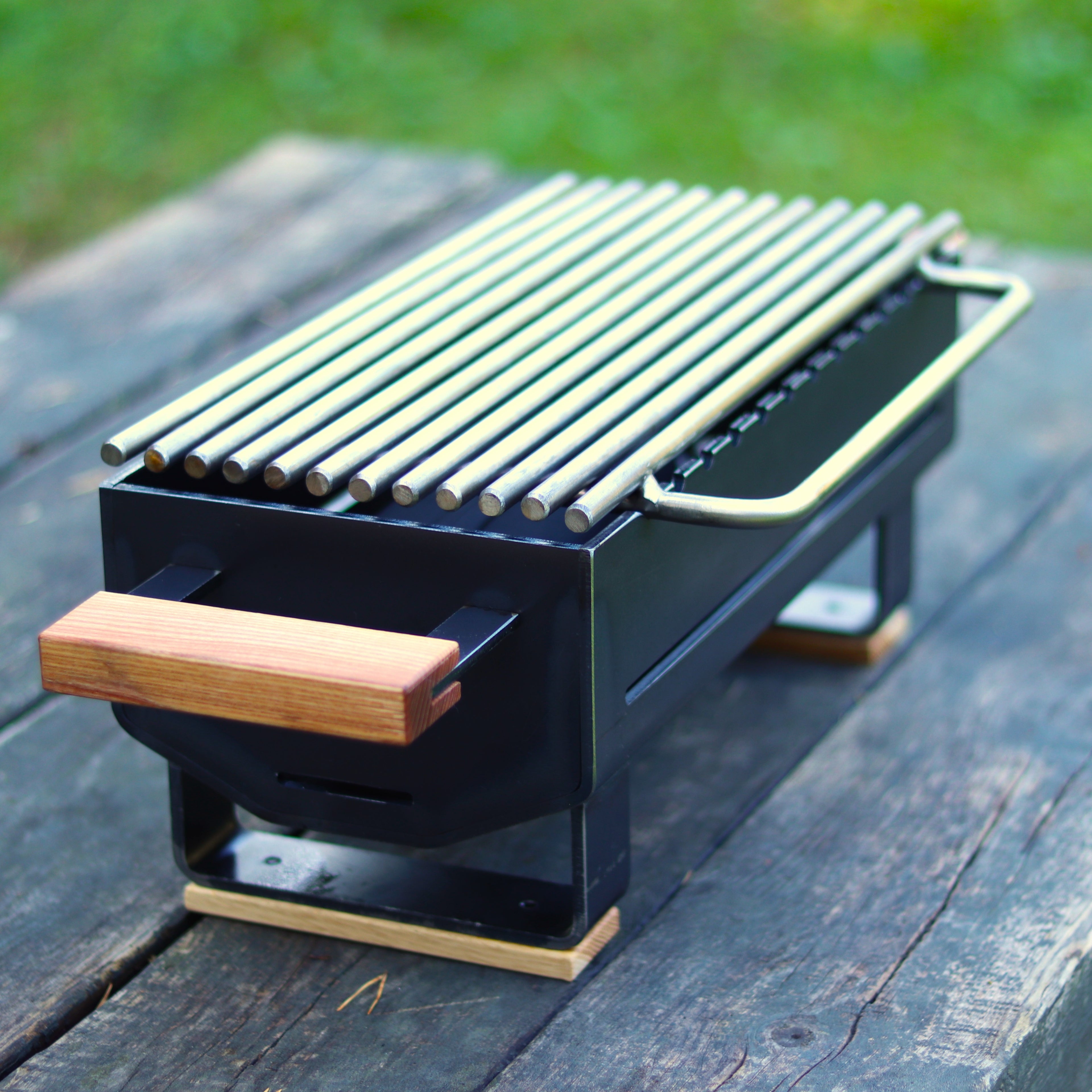 Grill – Portable, Hibachi / Yakitori Style Mangal for charcoal use with hardwood handles.