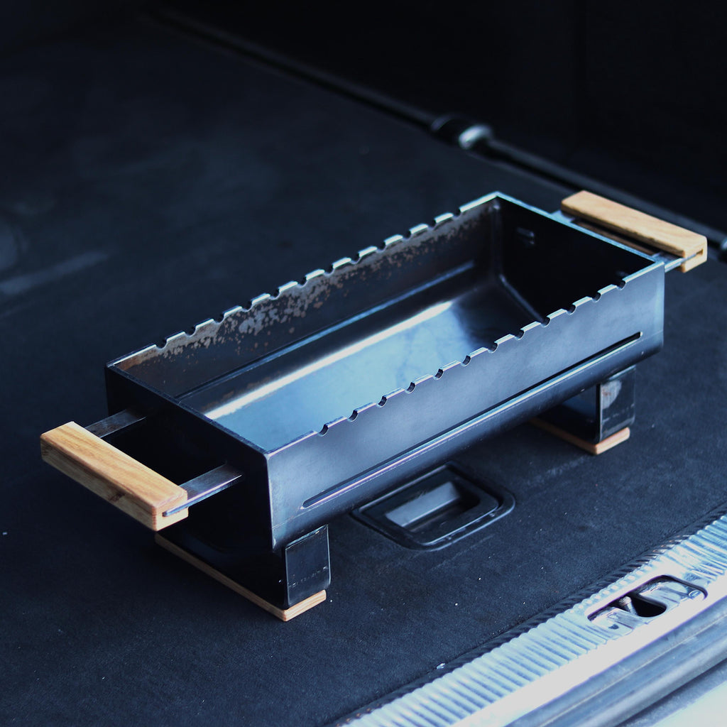 Grill – Portable, Hibachi / Yakitori Style Mangal for charcoal use with hardwood handles.